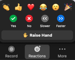 The Reactions menu